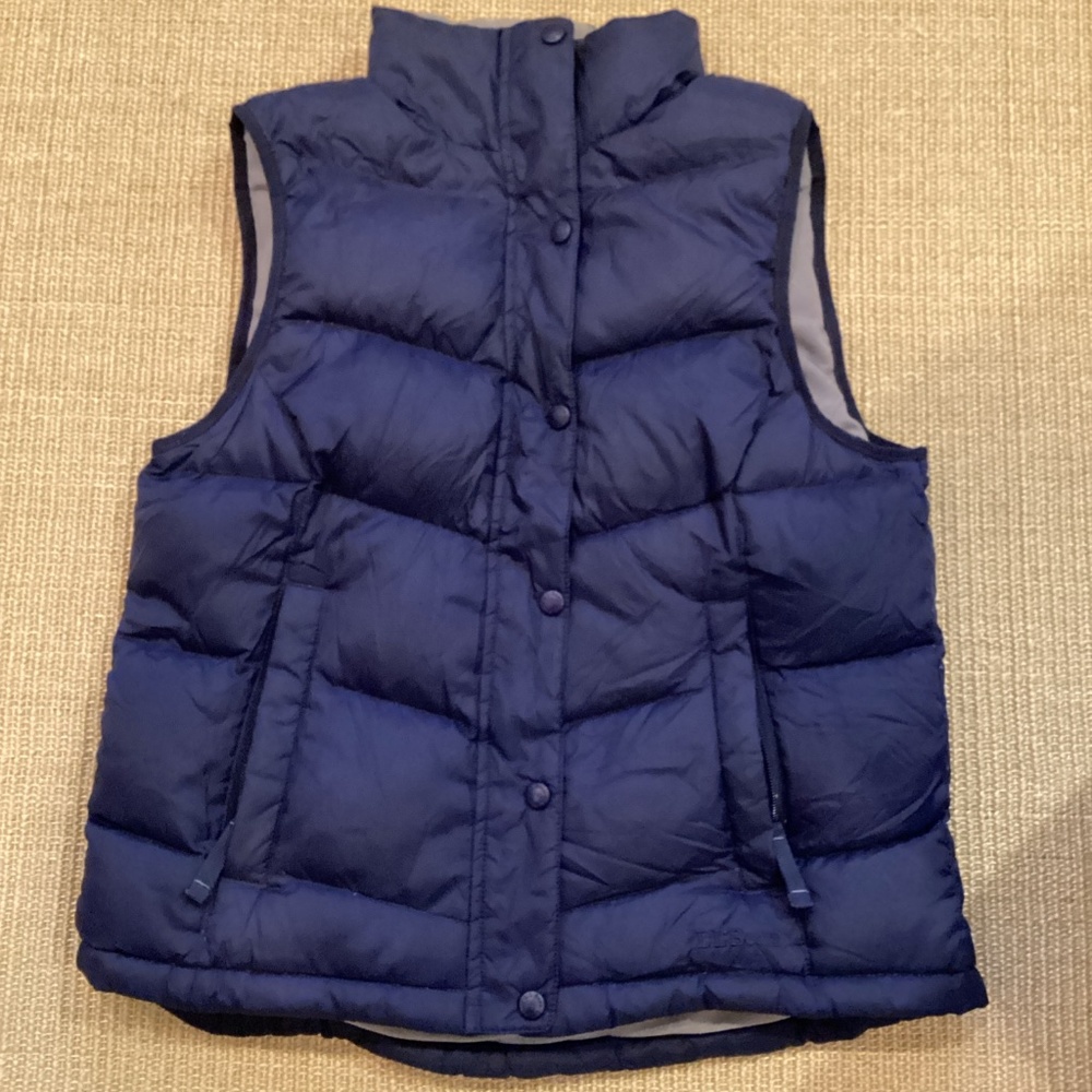 LL Bean Womens Down Vest Navy Blue Sz M